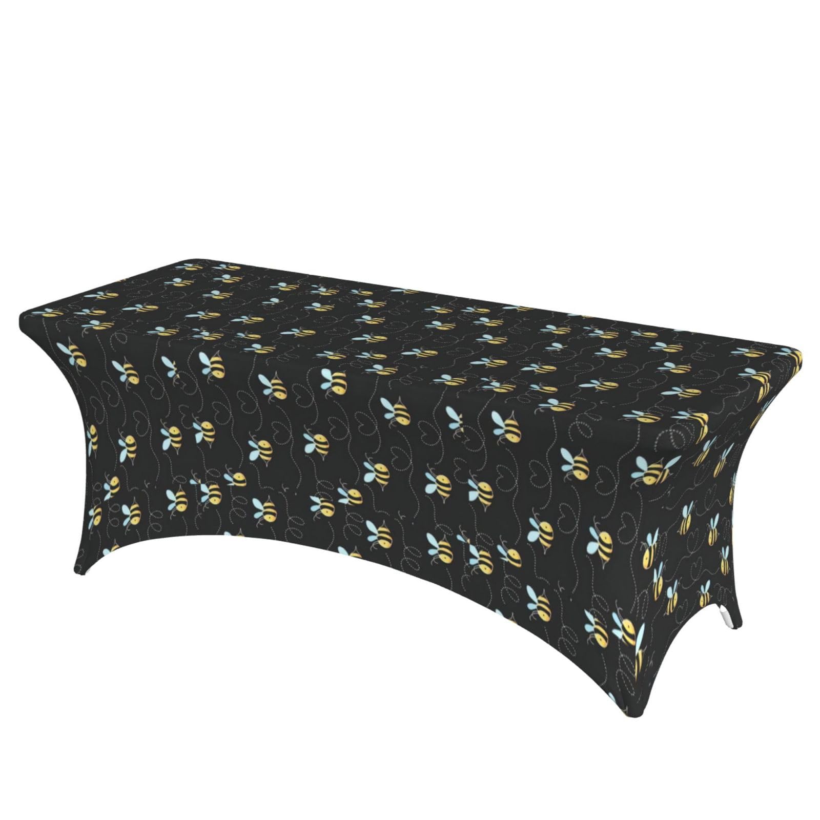 NImongt Bee Flying Print Elastic Rectangular Tablecloth Holidays Family Banquet Wedding Party Table Cover