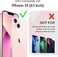 Vista 3 de TAURI Funda 3 en 1 para iPhone 13, color rosa, [protección contra caídas de grado militar] Funda delgada a prueba de golpes con cordón para teléfono