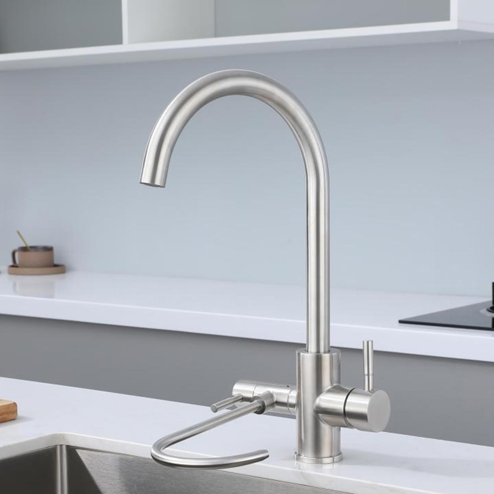 XJTNLB Rubinetto Cucina 3 Vie Osmosi Spazzolata con Doppia Leva Rubinetto per Depuratore Acqua Sus 304