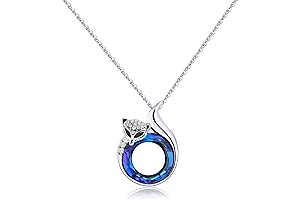 Circle Blue Crystal Fox Necklace