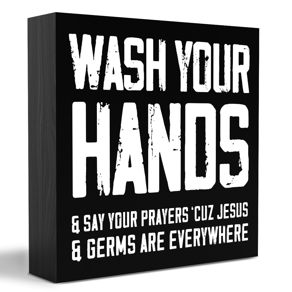 Modern Bathroom Wooden Box Sign Table Decor Plaque Wash Your Hands & Say Your Prayers Wood Box Sign Art Home Bathroom Shelf Desk Decoration 5 x 5 Inches