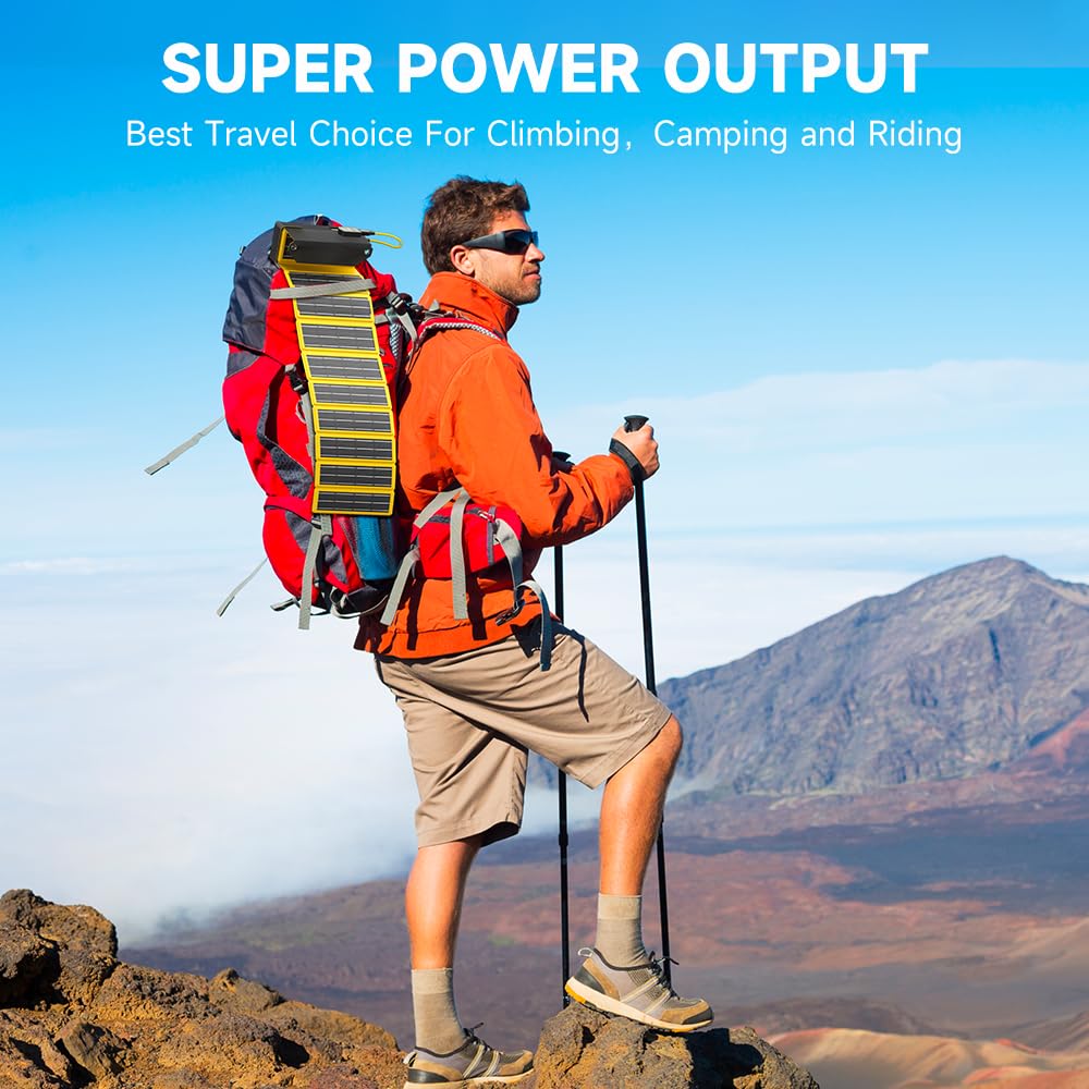 Carica USB su Solar Charger 12W Portable Foldablecompatible con iPhone iPad Samsung - Dettaglio