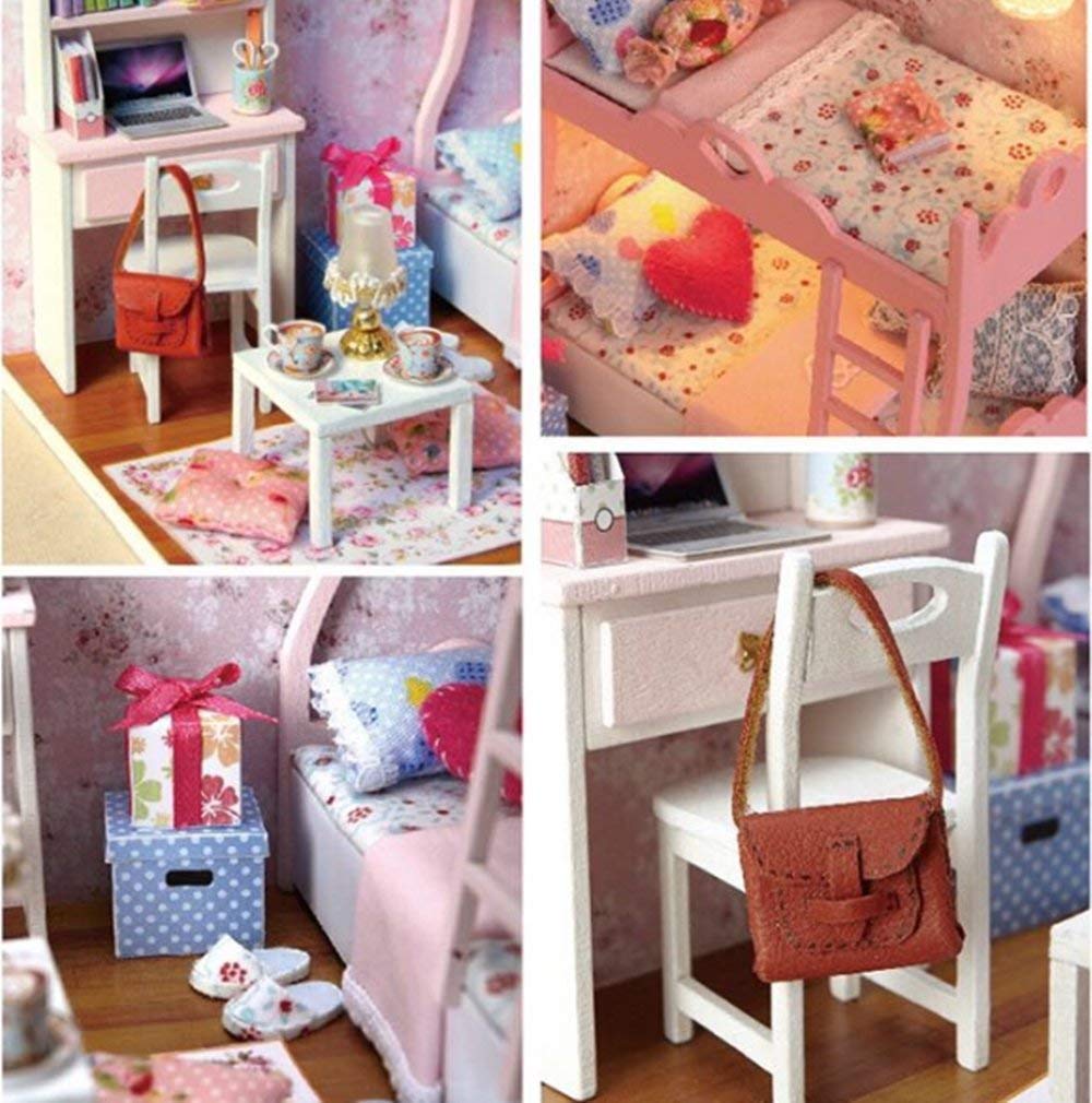 Kit de casa de muñecas en miniatura, habitación creativa con muebles y cubierta para regalo de obras de arte románticas (Mood for Love) 7