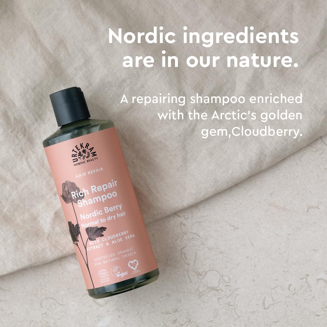 Urtekram Nordic Berry Shampoo – Formule Hydratante & Réparatrice avec Aloe Vera & Mûre Arctique – Cheveux Normaux à Secs – Douceur & Brillance – Vegan & Naturel – 500 ml