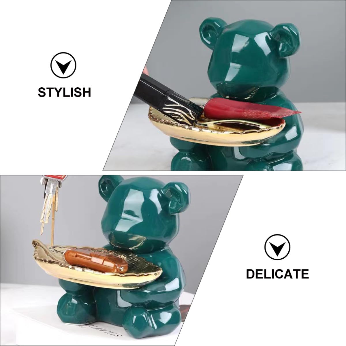 Beaupretty Vassoio Porta Gioielli in Ceramica Verde Multifunzionale, Elegante e Creativo, per Esposizione e Conservazione di Gioielli in Occasioni come Matrimoni e Anniversari
