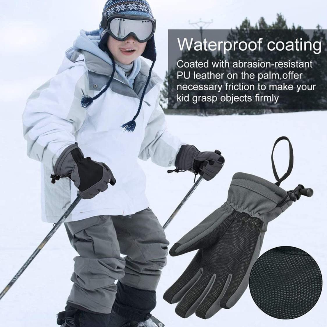 Rękawiczki, Rękawiczki Termiczne, Zimowe Rękawiczki Termiczne, Dziecięce Rękawiczki Narciarskie Wiatroodporne Zimowe Snowboardowe Izolowane Termicznie Rękawiczki Śniegowe Różowe S/m