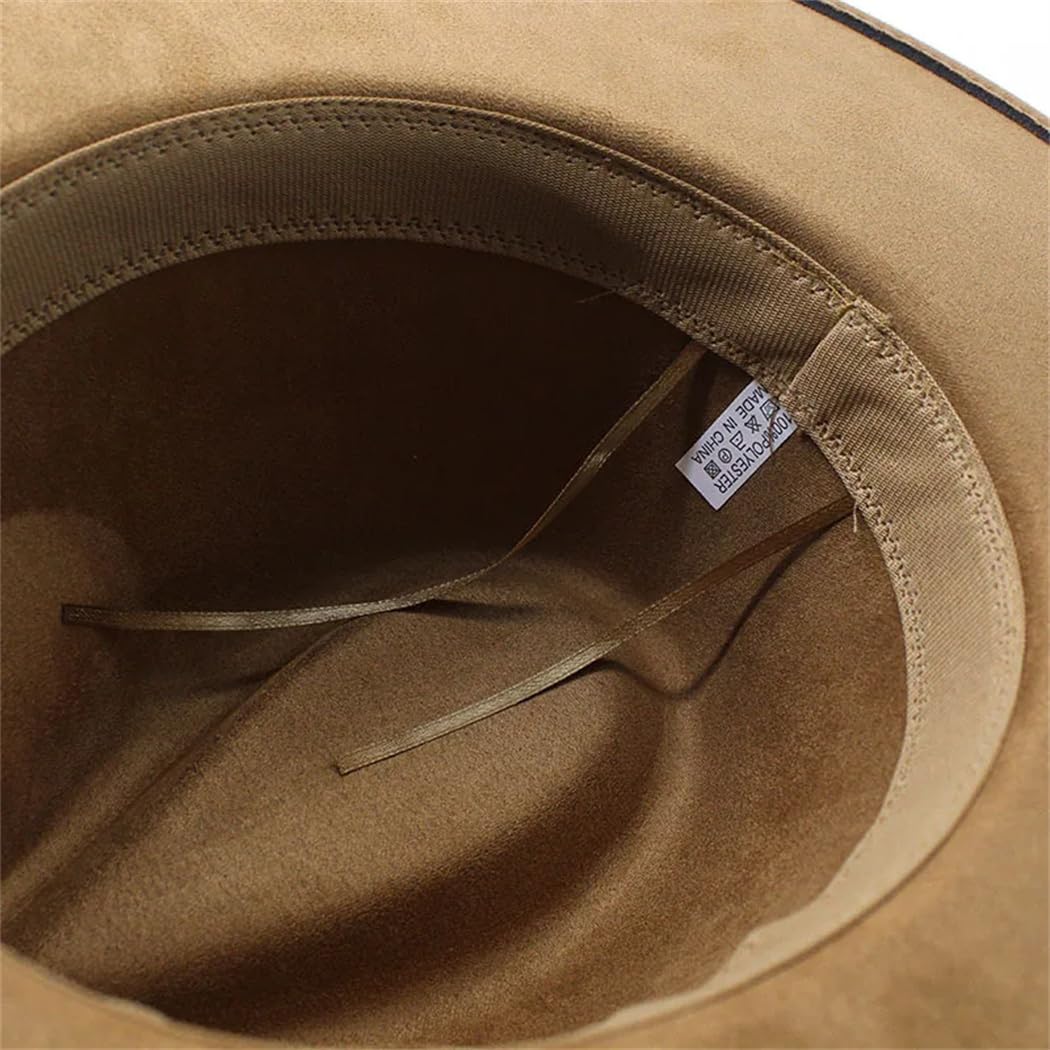 Unisex Suede Fedora Cappelli Uomini Tesa Larga Cerchio Oro Cappello Da Cowboy Donne Chiesa Partito Sombrero Caps