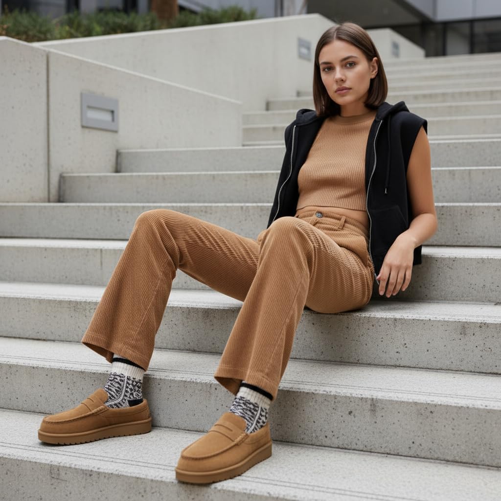 CUSHIONAIRE Ollie Cozy Genuine Suede Clogs for Women, Comfortable Slip-On Mule Loafers with Faux Fur Lining, Memory Foam Cushioning and Durable Rubber Sole