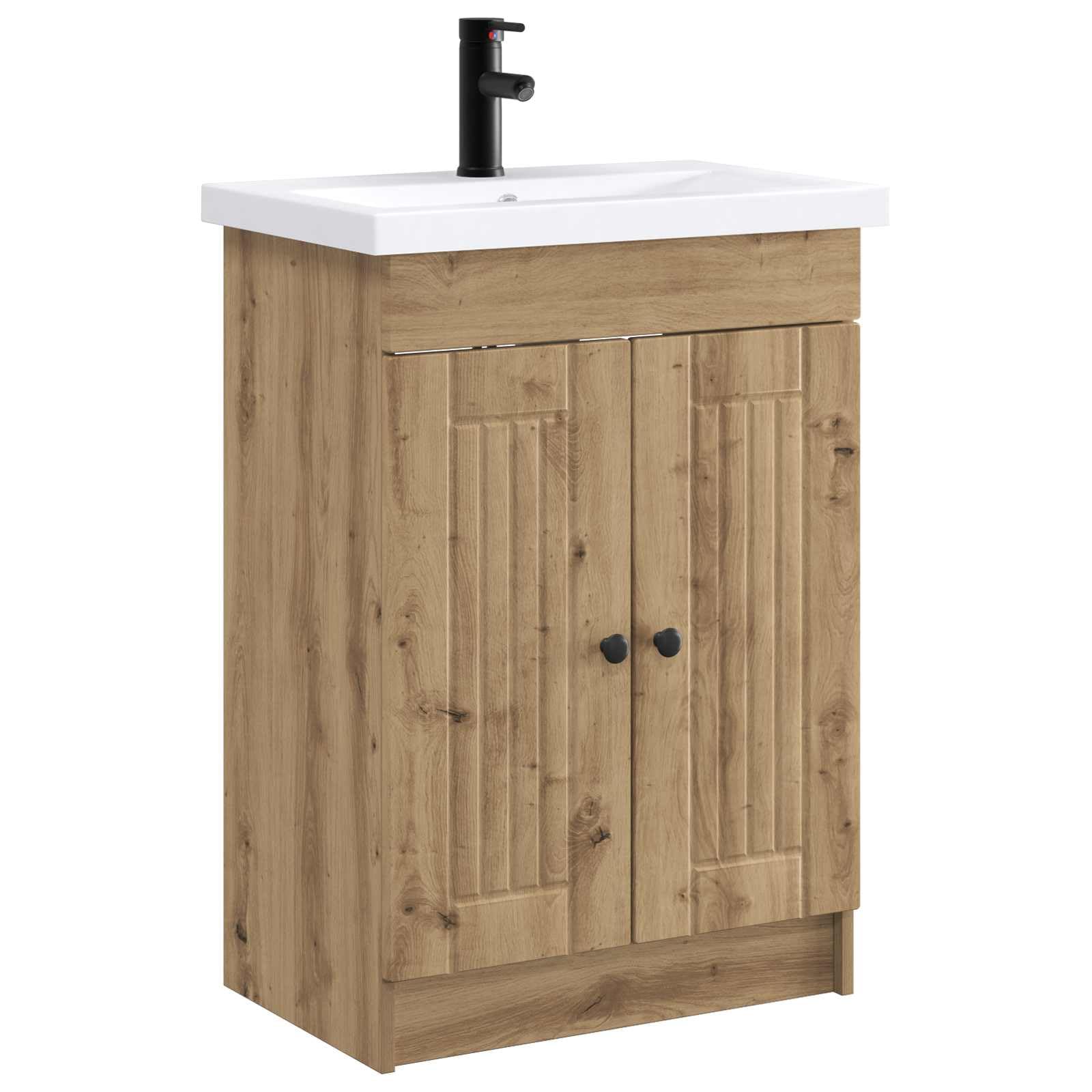 Mueble de baño de roble con lavabo compacto de 78,5 cm para renovar tu aseo