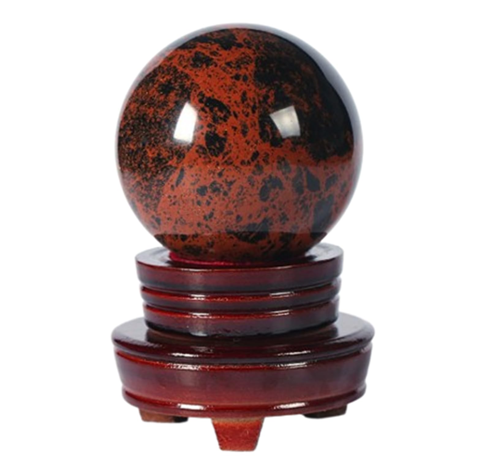 Boule de cristal de quartz rouge 12cm en obsidienne naturelle sculptée