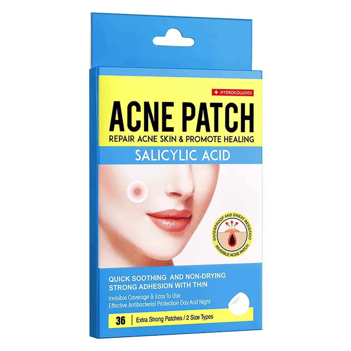 Anifer 36 Pcs Salicylic Acid Acne Patch - Hides Facial Pimples Hydrocolloid Patches - Not Tested on Animals
