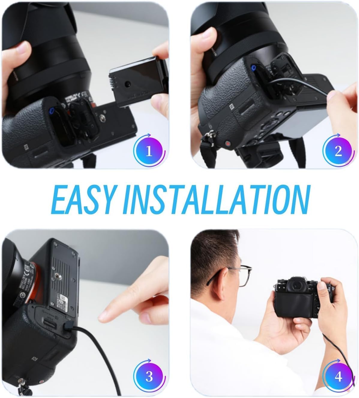 Kimaru D-TAP to NP-FW50 Dummy Battery Cable for Sony Alpha ZV-E10 A7 A7II A7RII A7S A7SII A6000 A6100 A6300 A6400 A6500 A5000 A5100 Cameras.