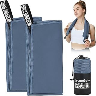 منشفة يوجا من سوبيكاتي مصنوعة من المايكروفايبر، لون نيفي أزرق، مقاس 80×40 سم، عبوة من قطعتين، سريعة الجفاف وخفيفة ومتنقلة