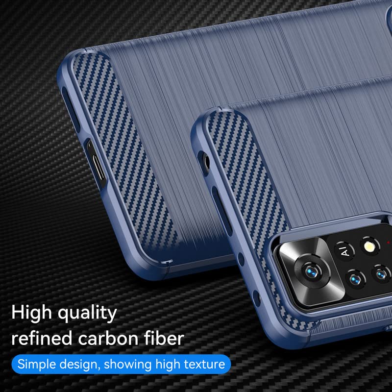 Image of Hybrid Carbon Fiber Back Case for Redmi Note 11 Pro /Note 11 Pro Plus 5G (Blue)