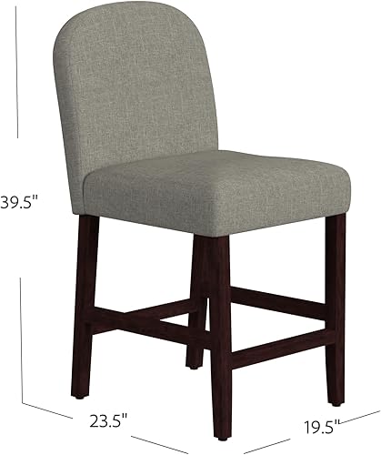 Miniatura 3 de HomePop Decoración del hogar  Taburete tapizado con respaldo redondeado  Taburetes de bar de 24 pulgadas  Muebles decorativos para el hogar, tejido