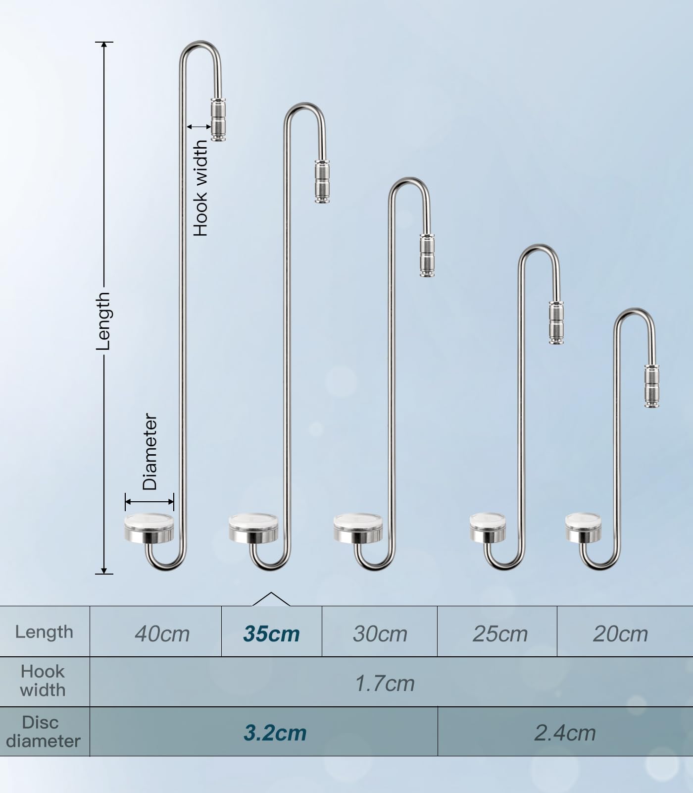 Diffuseur de CO2 en acier inoxydable pour aquarium, atomiseur de CO2 avec clapet anti-retour intégré et disque remplaçable pour aquarium 35 cm (L)