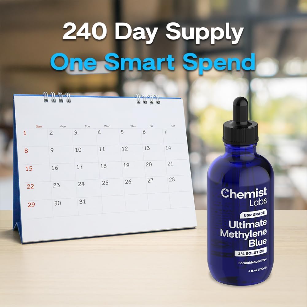 2% Pharmaceutical Grade Methylene Blue Liquid Solution - 99% Purity USP Grade, Blue Methylene, Cellular & Mitochondrial Support, Third-Party Tested, Made in USA, 4oz - Image 8