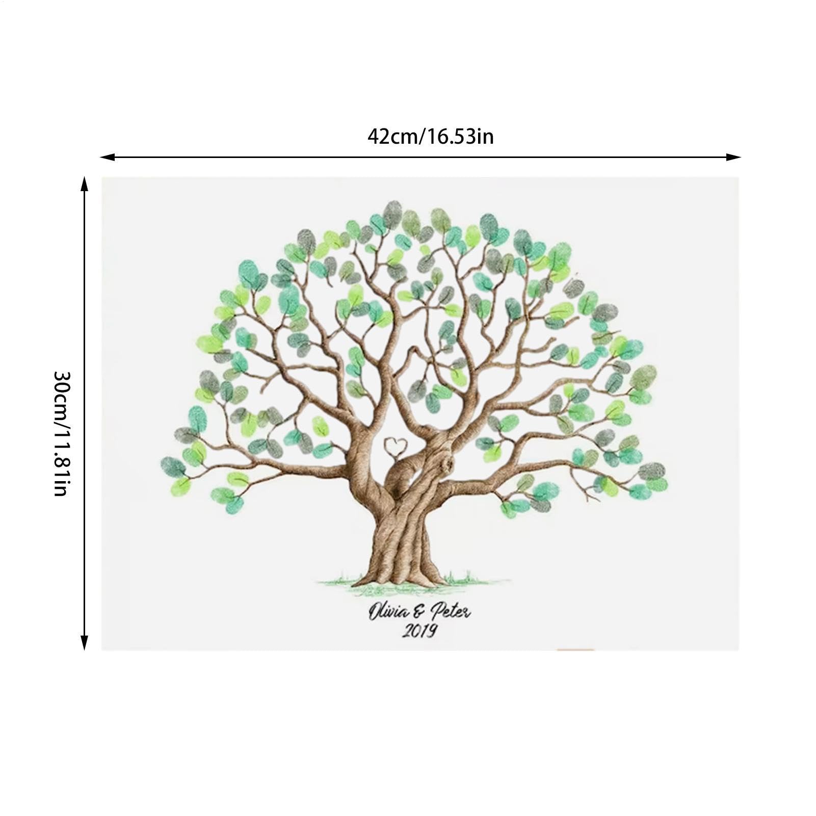 Lienzo con diseño de árbol de huellas dactilares, impermeable, libro de visitas grande para boda, huella dactilar, árbol de huellas dactilares, firma familiar, decoración de lienzo