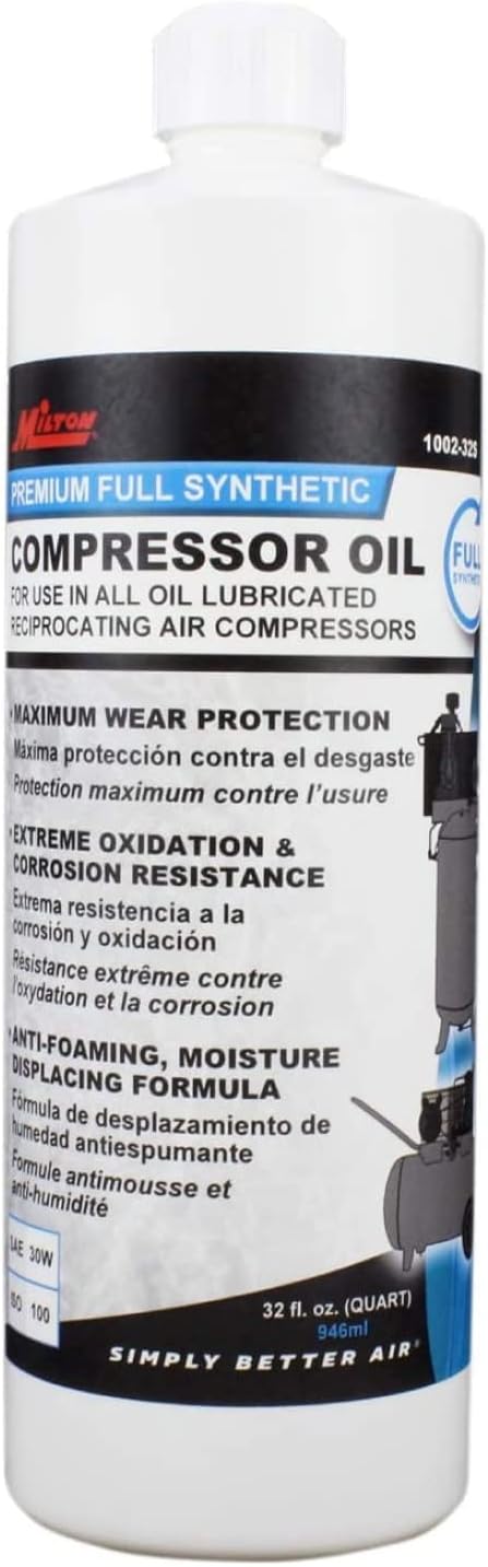 Milton 1002-32S Premium Full Synthetic Air Compressor Oil ISO-100-32 oz.