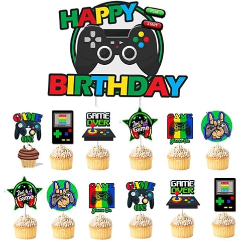 iNINGER Game Consoles Headphones Boys and Girls Birthday Party,Cakes Decorated,Boy or Girl Baby Shower Cake Topper Decorations for Kids Birthday Party Cake Decorations Supplies Cover