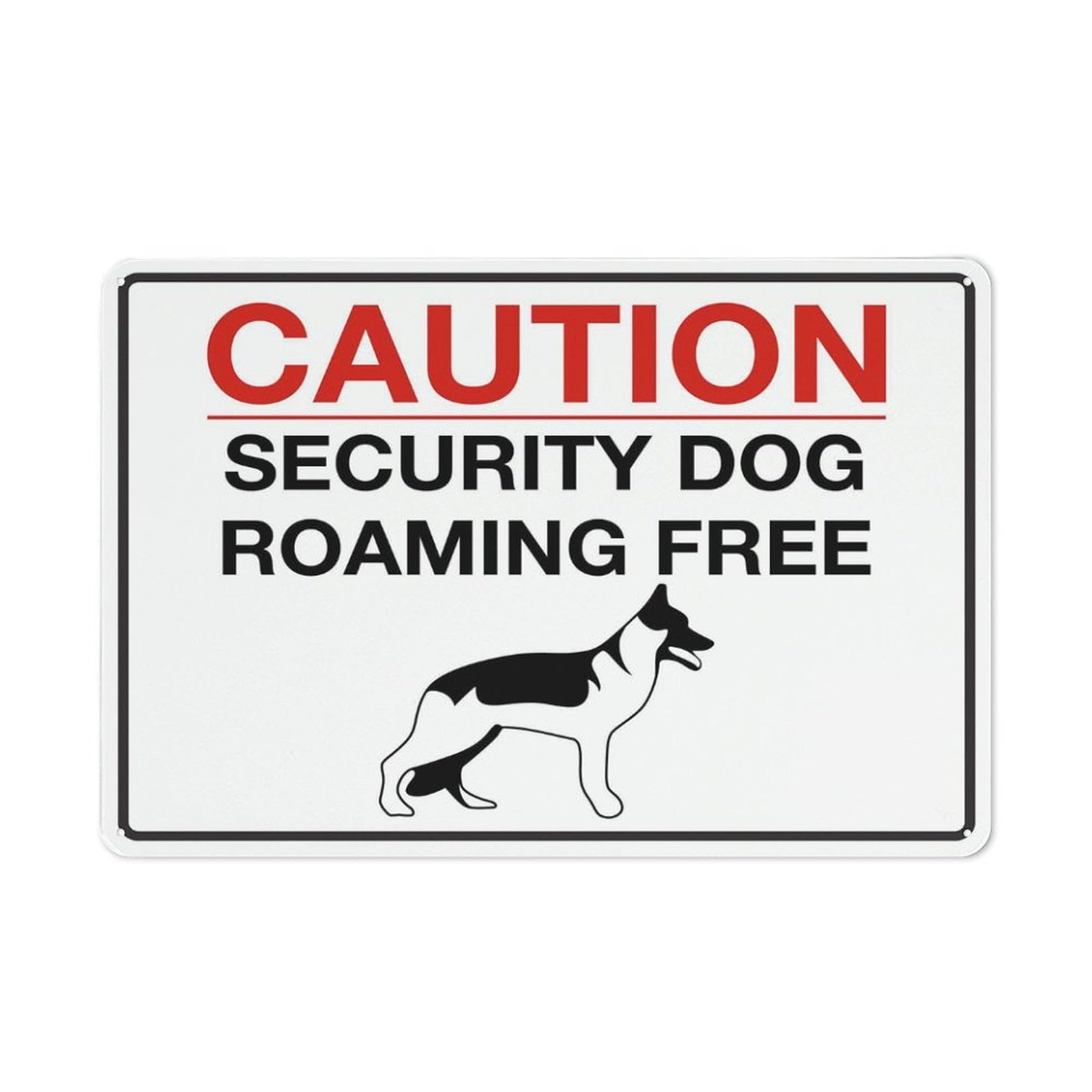Peiyeety A10 Caution Security Dog Roaming Free Sign 12X8 Inch Tin Sign Great For Garden And Yard Wall Decor