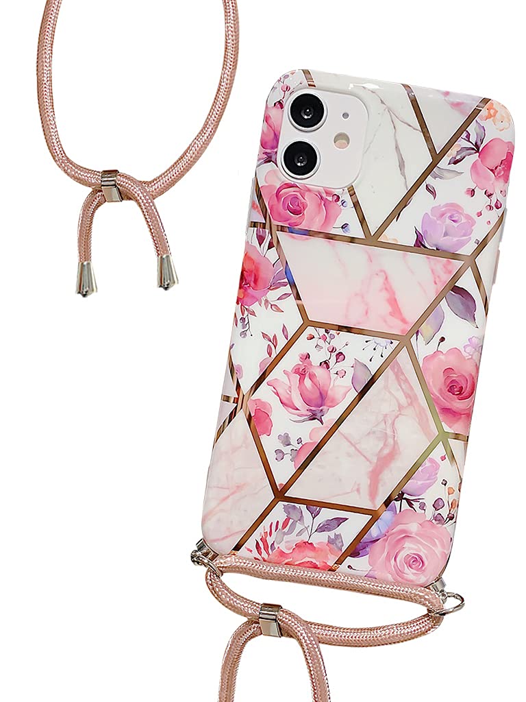 Custodia Con Catena Per IPhone 11/11 Pro/11 Pro Max - Cover Marmo Glitter Con Cordino Regolabile 1,5 M, Rimovibile (iPhone 11, CS 14) - 3