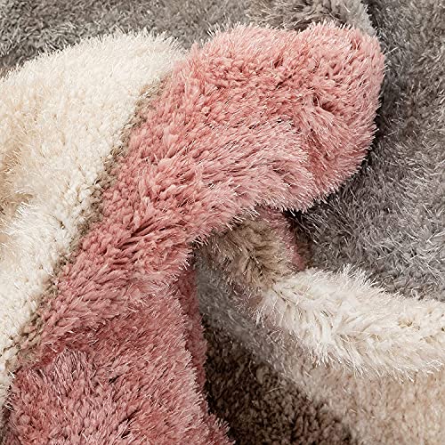 Image of Urban Modern Decor Features 4x6 Feet Modern Soft Shaggy Carpet Thick, Fluffy & 2 inch Pile Shag Rug for Your Kids Room, Bedroom & Livingroom(4x6 feet, Pink /Brown Tri)