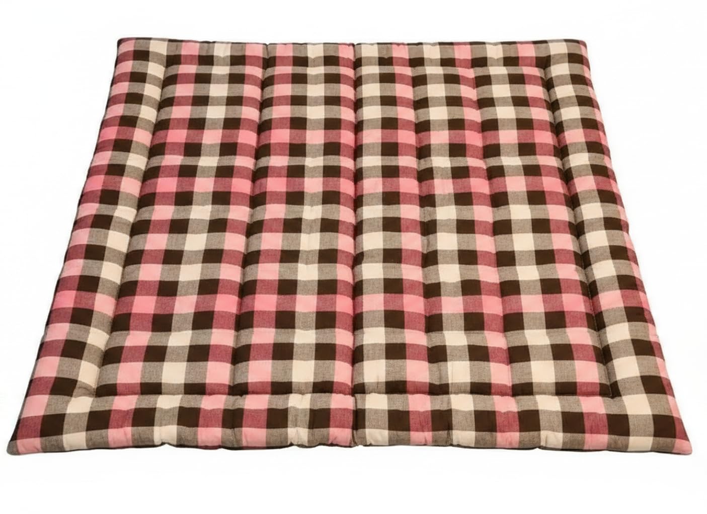 Hb Msala Single Bed Cotton Filled Quilt Mattress Gadda - Soft & Reversible, Foldable Lightweight (3 x 6 ft or 72 x 36 Inch) - Black Red Check Pattern - Model: P-2