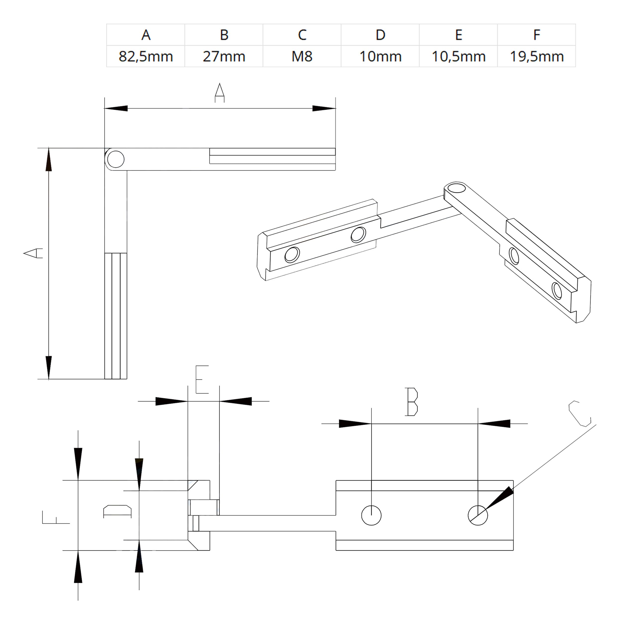 KLAK 45 - Gelenkverbinder Profilverbinder Nut 10 Nutverbinder für Aluprofil 45-er - 10 Stück