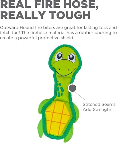 Vista 23 de Outward Hound - Fire Biterz. Juguetes chillones para perro hechos de material para mangueras contra incendio reales Rojo (Red Dragon)