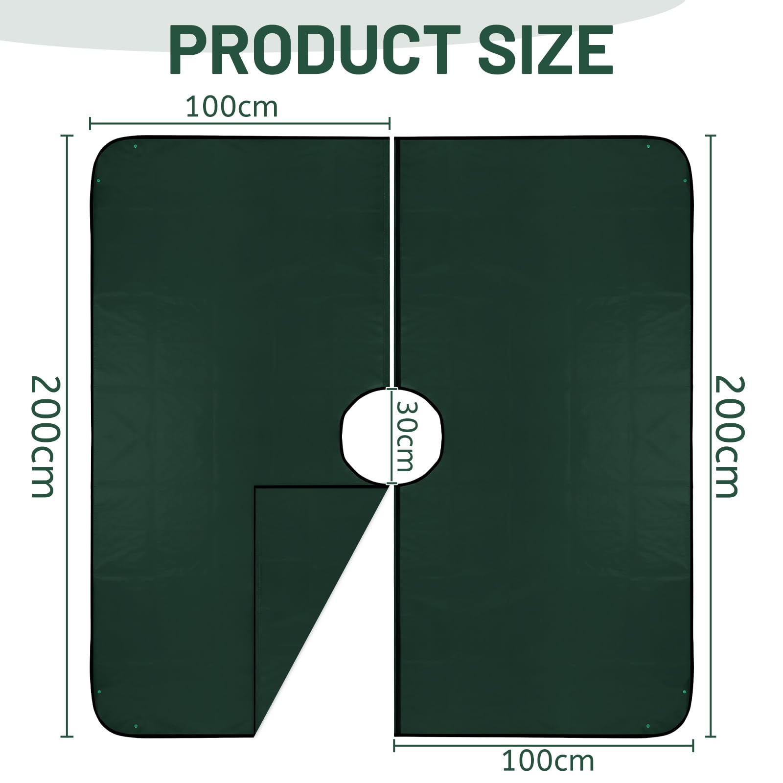 DBREAKS Telone paesaggistico per potatura 200 x 200 cm con Foro da 30 cm, Tappetino per Piante da Taglio, Angoli ha Fibbie angolari per Un Facile Fissaggio Intorno ad arbusti e Alberi(Verde Scuro)