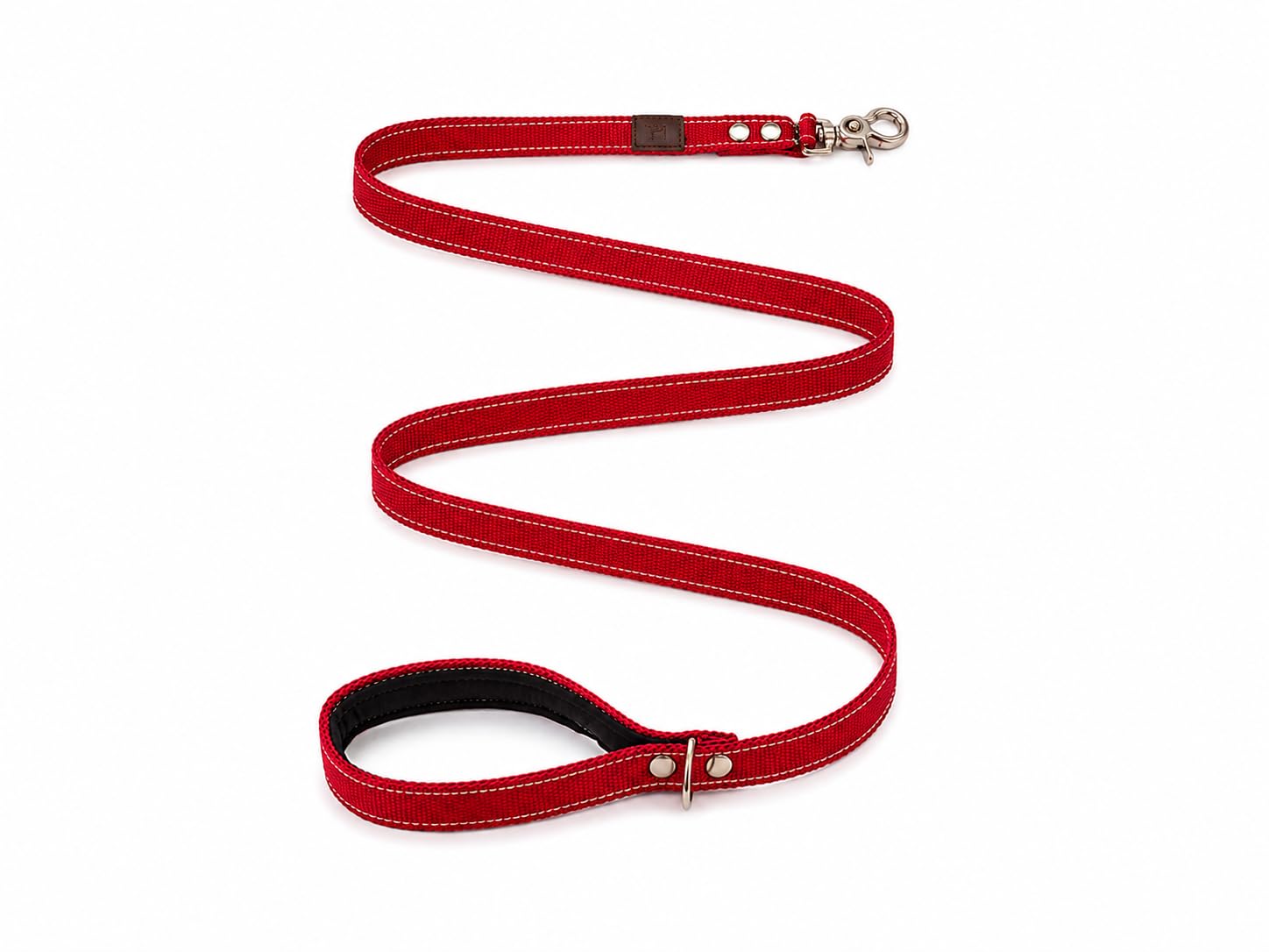MOUZ Correa Perro adiestramiento de Nailon Doble, de 1.20metros, Alta Resistencia, Correa con Mango Acolchado, mosquetón de Seguridad 360º y Clip para Accesorios. Hecho en España. (Rojo)