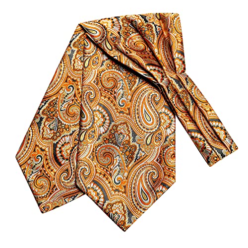 Image of Dubulle Paisley Floral Ascot for Men Self Tie Mens Cravat and Pocket Square Cufflinks Wedding