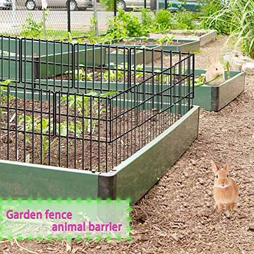 20 Pack Garden Fence Animal Barrier,17in(H) x 22ft(L) Decorative Garden Fences for Dogs Fencing Small Metal Fence Panels with Rust-Proof Coating Border Fence for Garden Patio