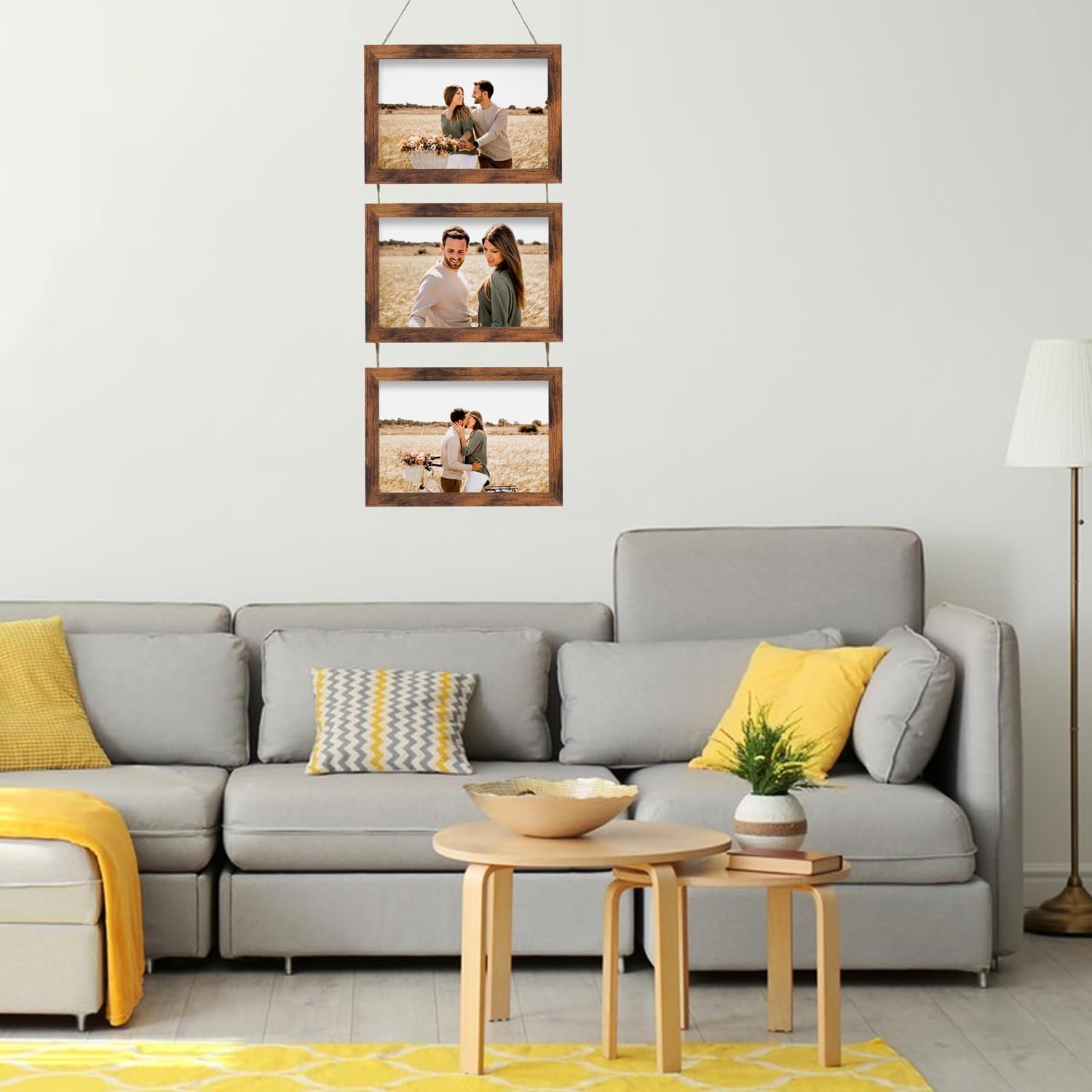 4x6 Wall Hanging Picture Frames Collage with 3 Opening Brown Frames - Image 3