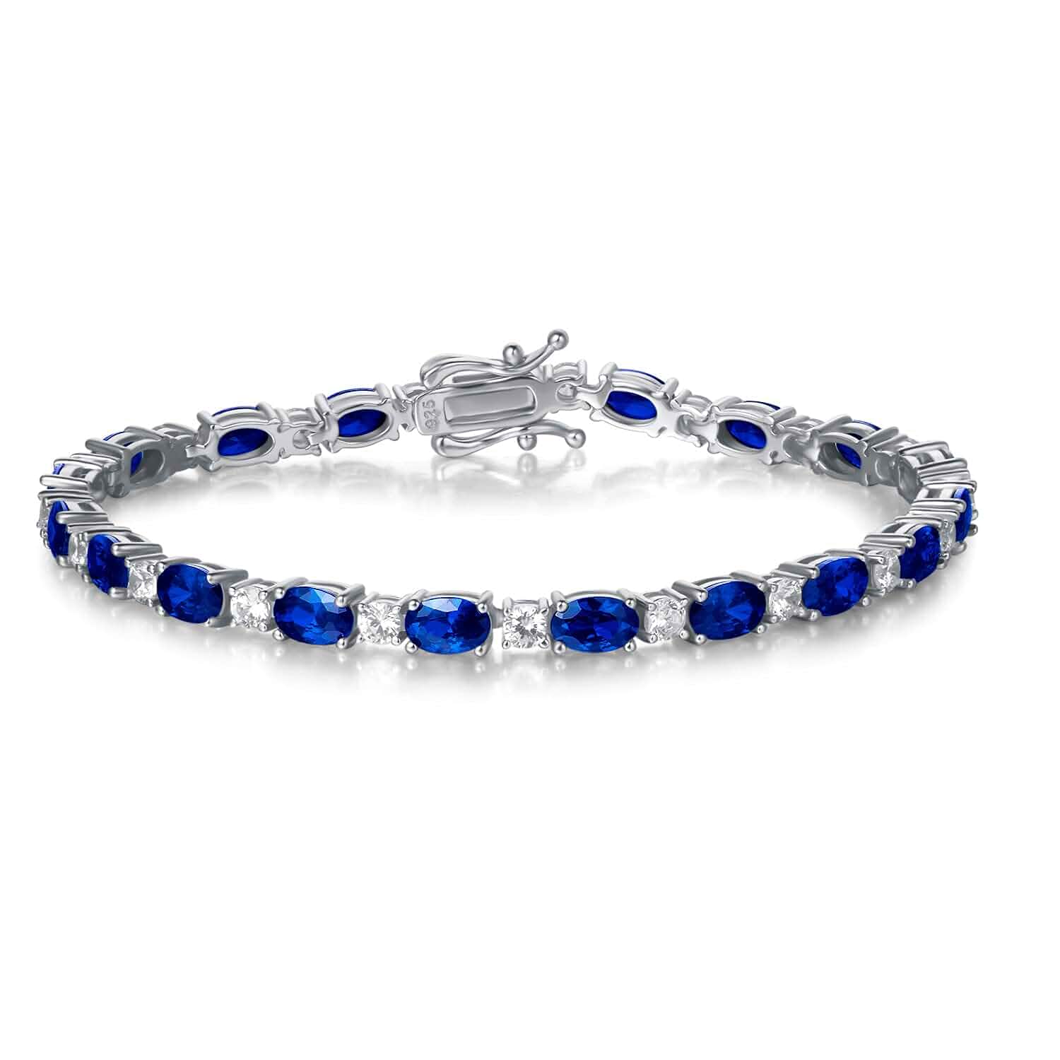 FANCIME Sterling Silver Birthstone Tennis Bracelets Fine Jewelry for Women Glamour Radiance 4*6mm Oval Gemstones 6.5/7 inch Bracelet Charm Birthday Gifts for Mom Wife Her