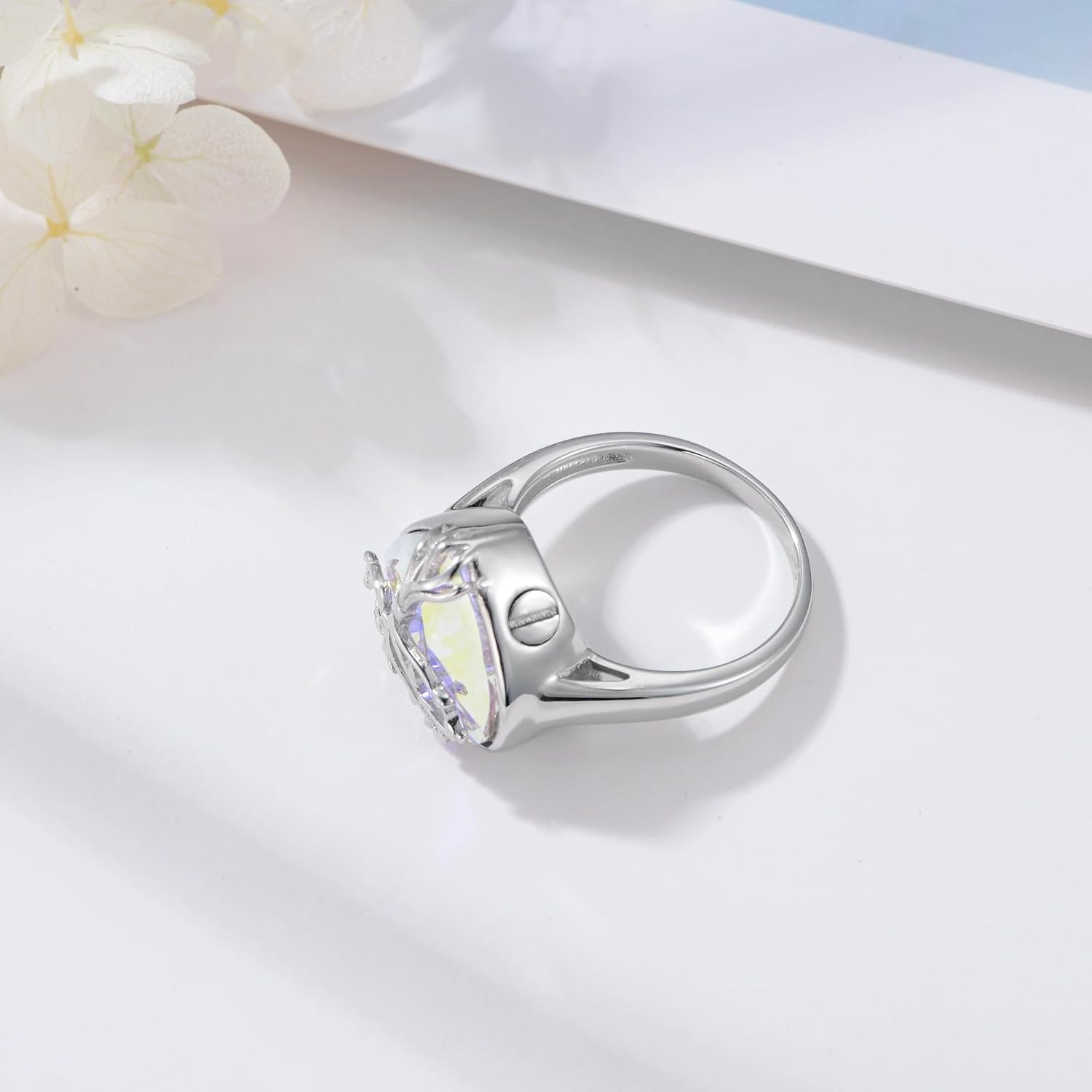 AOBOCO 925 Sterling Silver Tree of Life Heart Cremation Ring Holds Loved One's Ashes,Heart Urn Ring For Women, Austrian Crystal Decoration Memorial Keepsake Ring - Image 4