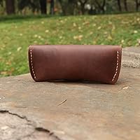 Vista 8 de Genuine Leather Eyeglass Case Vintage Personality Handmade Glasses Case Eyewear Protective Holder