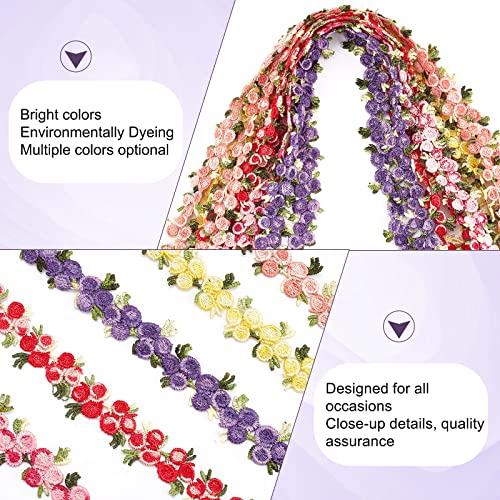 image for GORGECRAFT 5 Yards Flower Trim Ribbon Floral DIY Lace Applique Sewing 