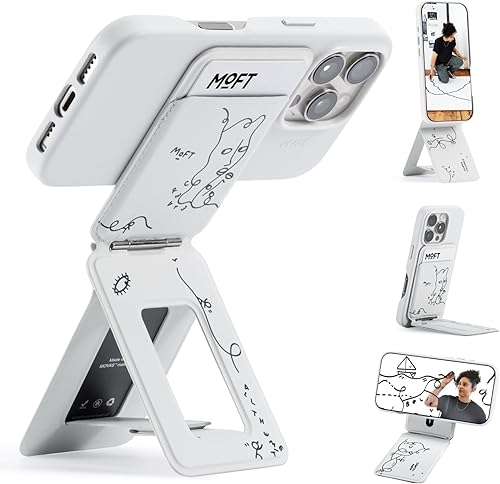 Miniatura 11 de MOFT Trípode para teléfono con palo selfie para iPhone, soporte de iPhone de múltiples ángulos, soporte de teléfono ligero y portátil, imanes Seafoam