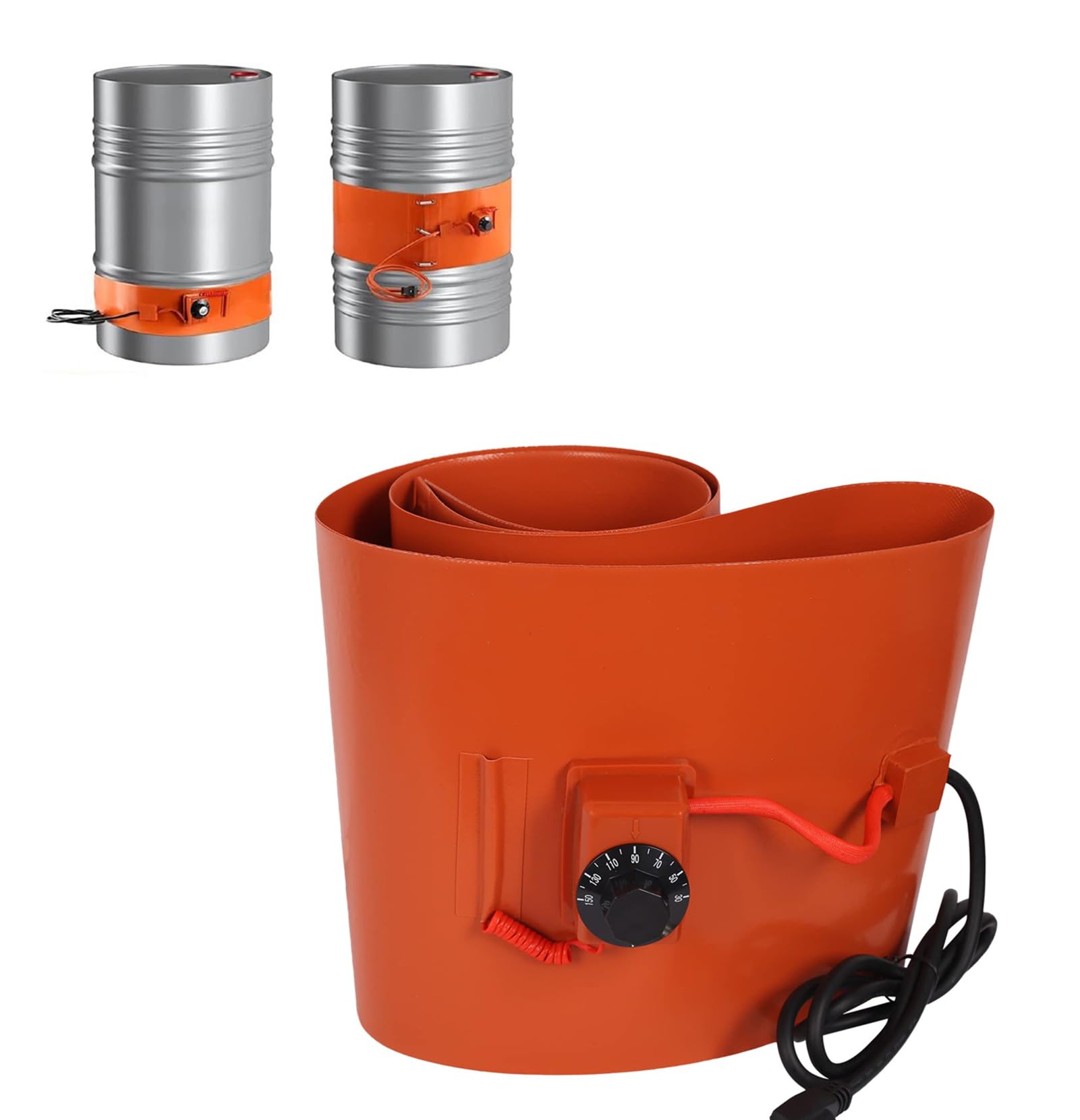 AYUWQZX silicone drum heater with adjustable thermostat, Electric Silicone Oil Drum Heater Belt 30-150C For 20L-200L Drums(Digital Display,150L 1520 * 250mm 2000W)