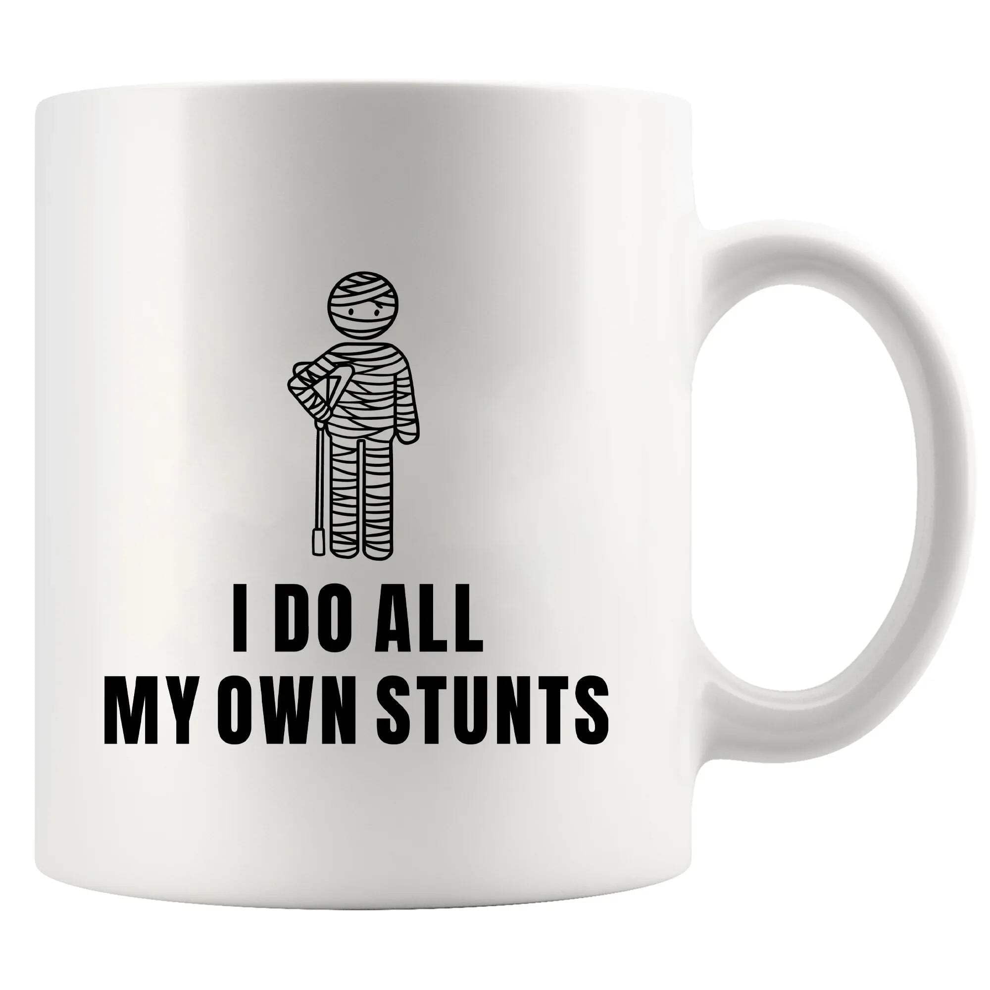 Panvola I Do All My Own Stunts Funny Patient Gifts Recovery Gifts for Women Men Patients from Doctor Nurse Family Get Well Soon Injury Leg Ceramic Mug (White, 11 Ounces)