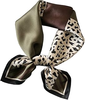 ZJH Elegante Sciarpa dei Capelli di Seta per Le Donne Cravatta Scarpa Sciarpa Animal Print Leopard Neck Tie Scarf Vintage Accessori per Le Donne Ragazze 27.5