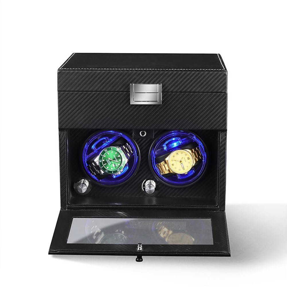 Scatola del Tempo per Orologi, Carica Orologi Automatici Caricatore Orologio Automatico Mantenitore Carica Orologi Carbon Fiber Black