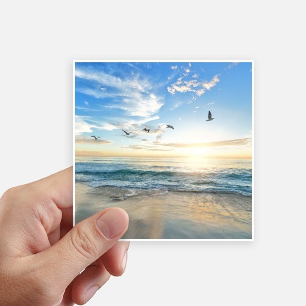 Stickers carrés multicolores lot de 8 photos de mer et plage 10cm pour customisation totale