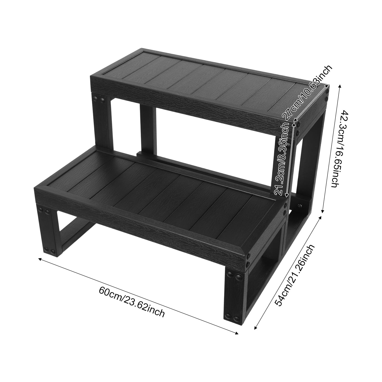 2 escalones para bañera de hidromasaje, escalones para bañera de hidromasaje, 60 x 27 cm, jacuzzi para exteriores, antideslizantes, accesorios para bañera de hidromasaje, adecuado para baño y