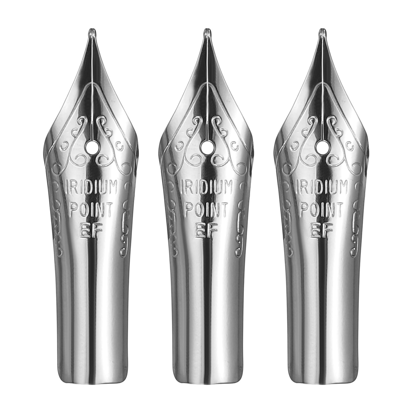 PATIKIL 0.38 mm Line Width Fountain Pen Nib Replacement, 3 Pack 304 Stainless Steel Special Spare Ink Dip Calligraphy Pen Nib for Drawing Writing Signing, Silver(EF Tip)