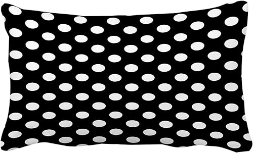 Miniatura 1 de Funda de almohada decorativa de lunares blancos y negros de 12 x 20 pulgadas, funda de cojín lumbar de algodón suave de poliéster para otoño, otoño,