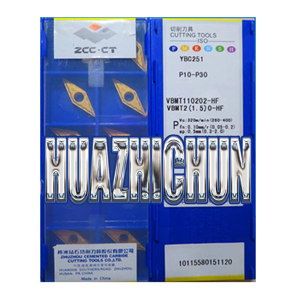 HUAZHICHUN YBC251 VBMT110204 110202 110208-HF CNC Blade Alloy Carbide Cutting Tool Carbide Inserts, Turning Cutter Processing for Steel (YBC251 VBMT110202-HF)