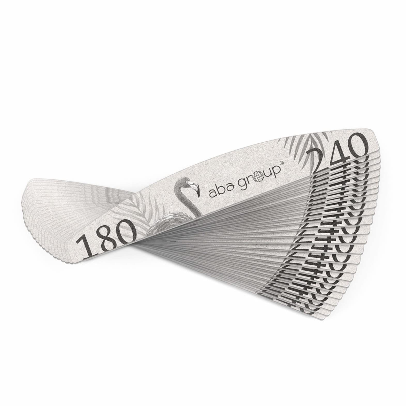 Aba Group 100 lime professionali per unghie a mezzaluna fenicottero 180/240 Slim, resistenti, monouso, di buona qualità, resistente all'abrasione, set di lime per unghie, prodotto in UE